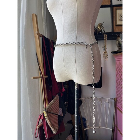 90s vintage metal rolo link chain belt silver wallet chain 1990s - Picture 2 of 4